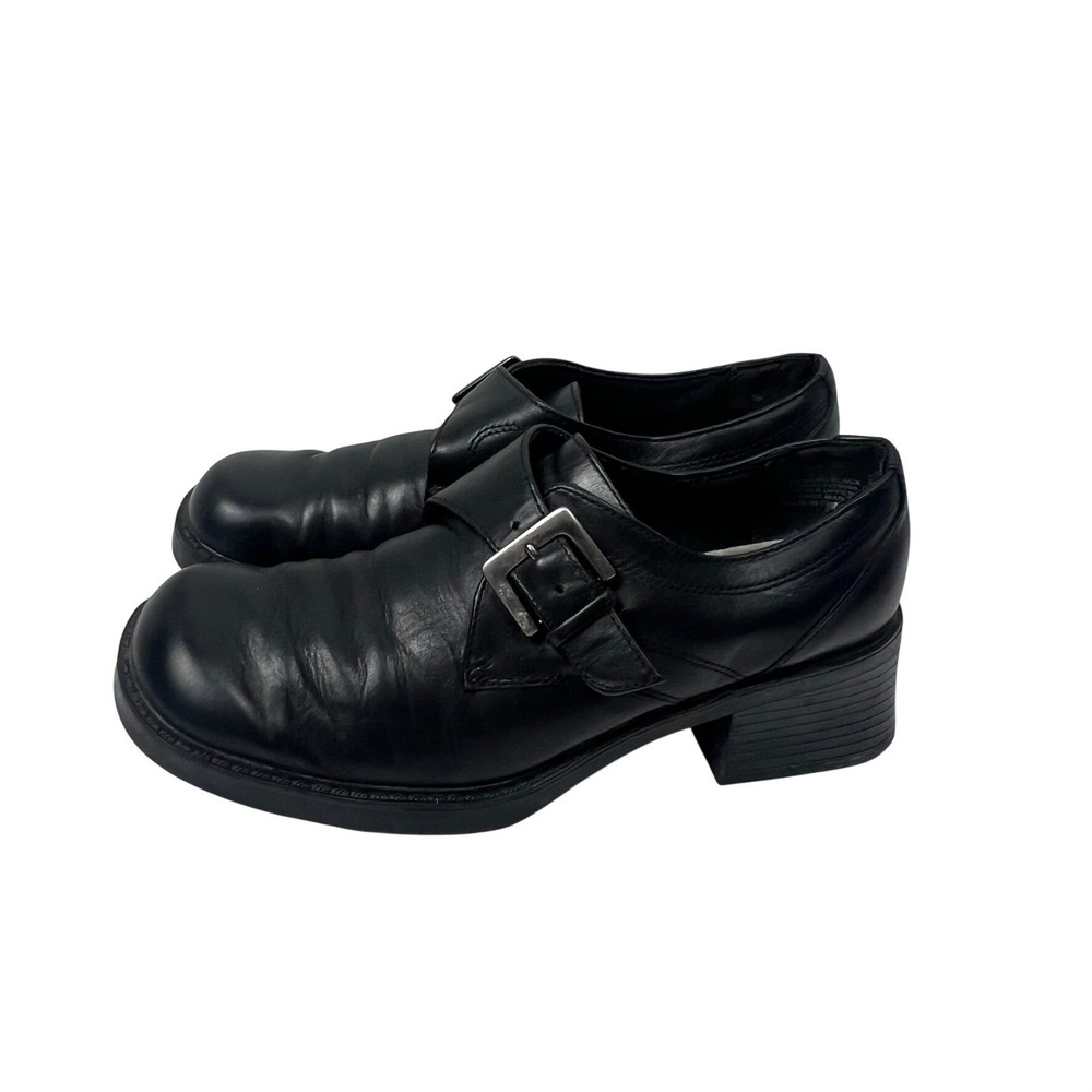 VTG Croft & Barrow Leather Buckle Strap Chunky‎ Heel Shoes Women 7 Grunge 90s